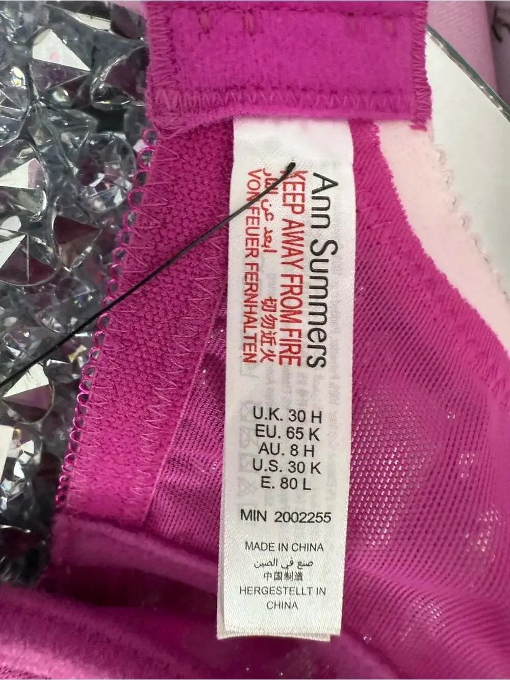 Ann summers bra 30H rare jewel Lace Underwire Bra in Berry Pink - Babydoll Bling